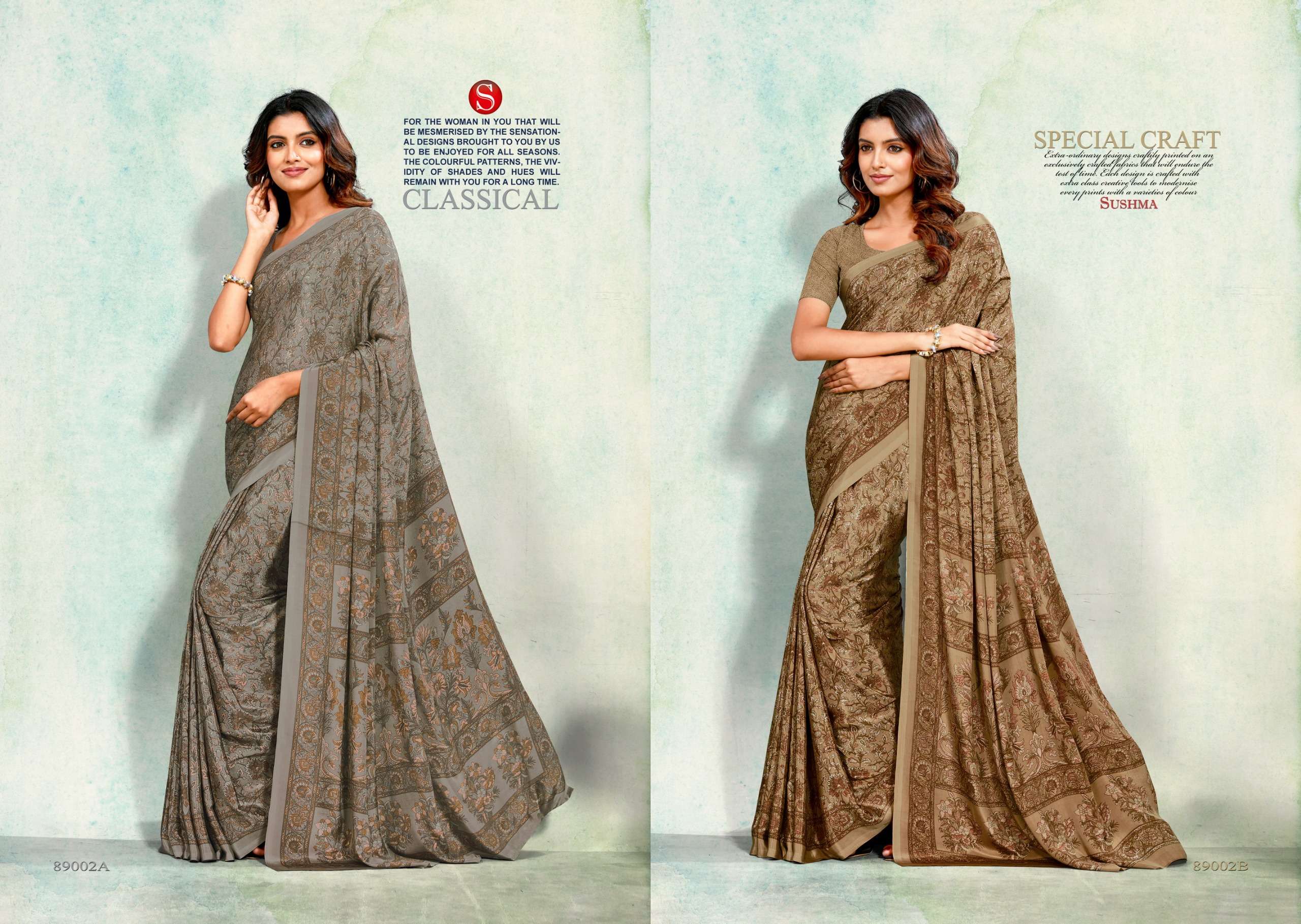SUSHMA PETALS BRANDED CRAPE FABRIC SAREE COLLECTION DAILY WEAR INDIA SHOP 